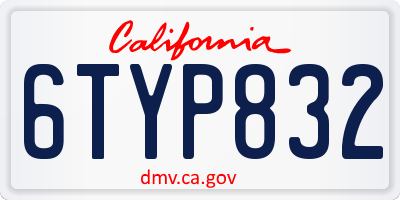 CA license plate 6TYP832