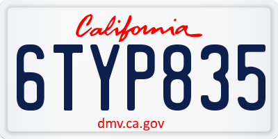 CA license plate 6TYP835