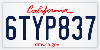 CA license plate 6TYP837