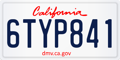 CA license plate 6TYP841