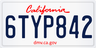 CA license plate 6TYP842