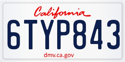 CA license plate 6TYP843