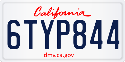 CA license plate 6TYP844