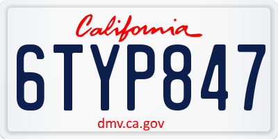 CA license plate 6TYP847