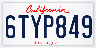 CA license plate 6TYP849
