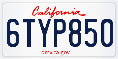 CA license plate 6TYP850
