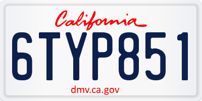 CA license plate 6TYP851