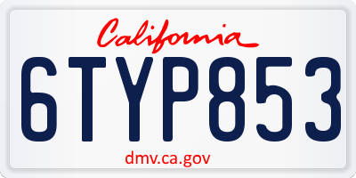 CA license plate 6TYP853