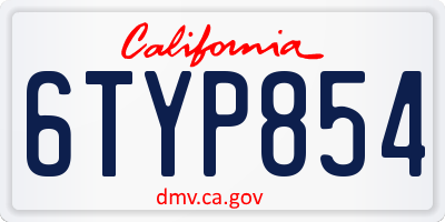 CA license plate 6TYP854