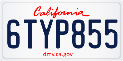 CA license plate 6TYP855