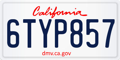 CA license plate 6TYP857