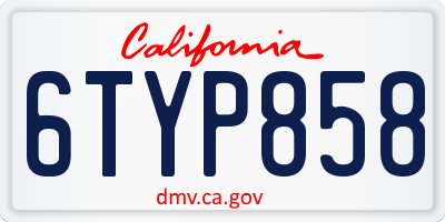 CA license plate 6TYP858