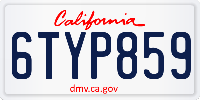 CA license plate 6TYP859