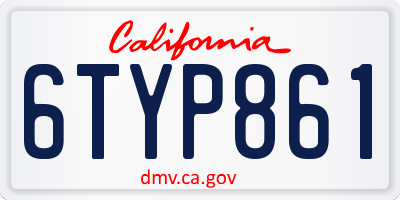 CA license plate 6TYP861