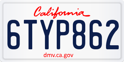 CA license plate 6TYP862