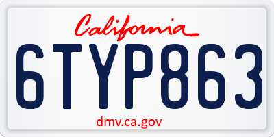 CA license plate 6TYP863