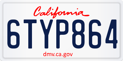 CA license plate 6TYP864