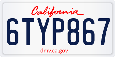 CA license plate 6TYP867