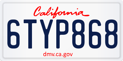 CA license plate 6TYP868