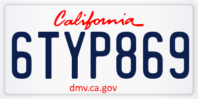CA license plate 6TYP869