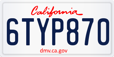 CA license plate 6TYP870