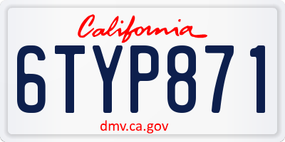 CA license plate 6TYP871