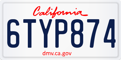 CA license plate 6TYP874