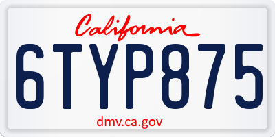 CA license plate 6TYP875