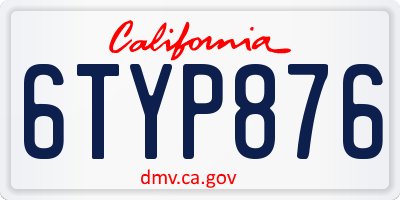 CA license plate 6TYP876