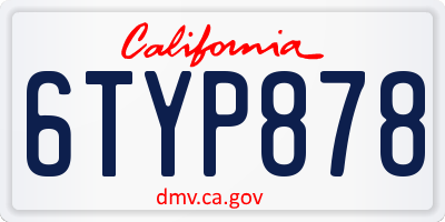 CA license plate 6TYP878