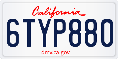 CA license plate 6TYP880