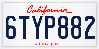 CA license plate 6TYP882