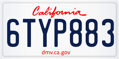 CA license plate 6TYP883