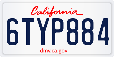 CA license plate 6TYP884