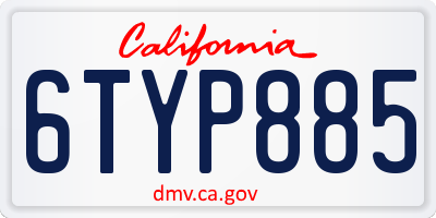 CA license plate 6TYP885