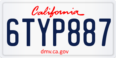 CA license plate 6TYP887