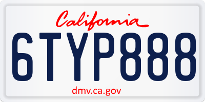 CA license plate 6TYP888
