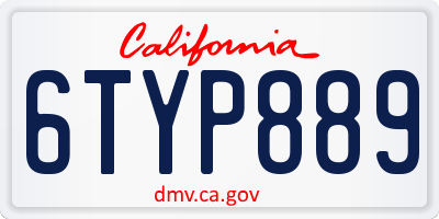 CA license plate 6TYP889