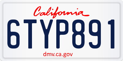 CA license plate 6TYP891