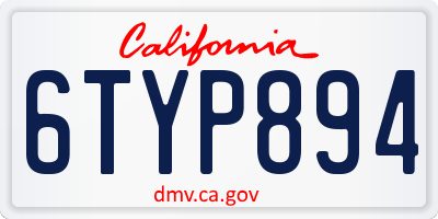 CA license plate 6TYP894