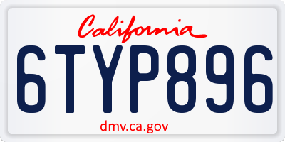 CA license plate 6TYP896