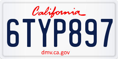 CA license plate 6TYP897