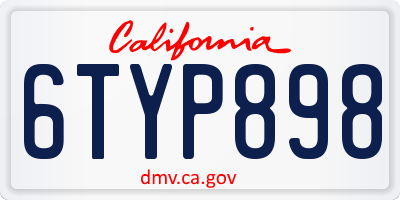 CA license plate 6TYP898