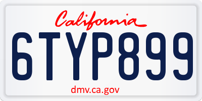 CA license plate 6TYP899