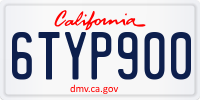 CA license plate 6TYP900