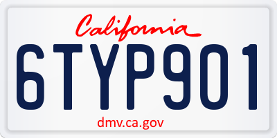 CA license plate 6TYP901
