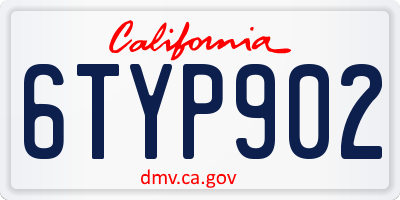 CA license plate 6TYP902
