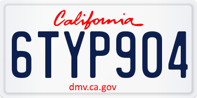 CA license plate 6TYP904