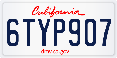 CA license plate 6TYP907