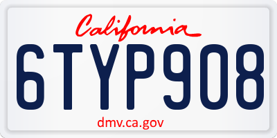 CA license plate 6TYP908